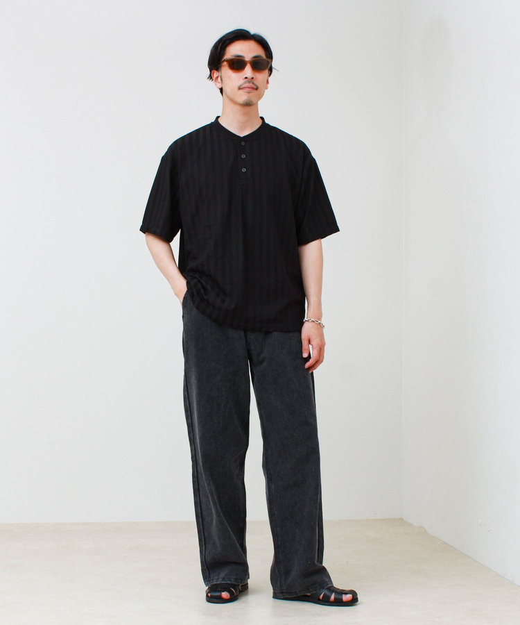 シアージャガード ヘンリーネックTシャツ
