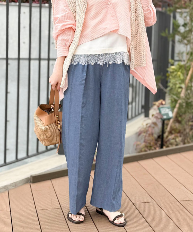 《セットアップ対応》シアーデニムワイドパンツ
