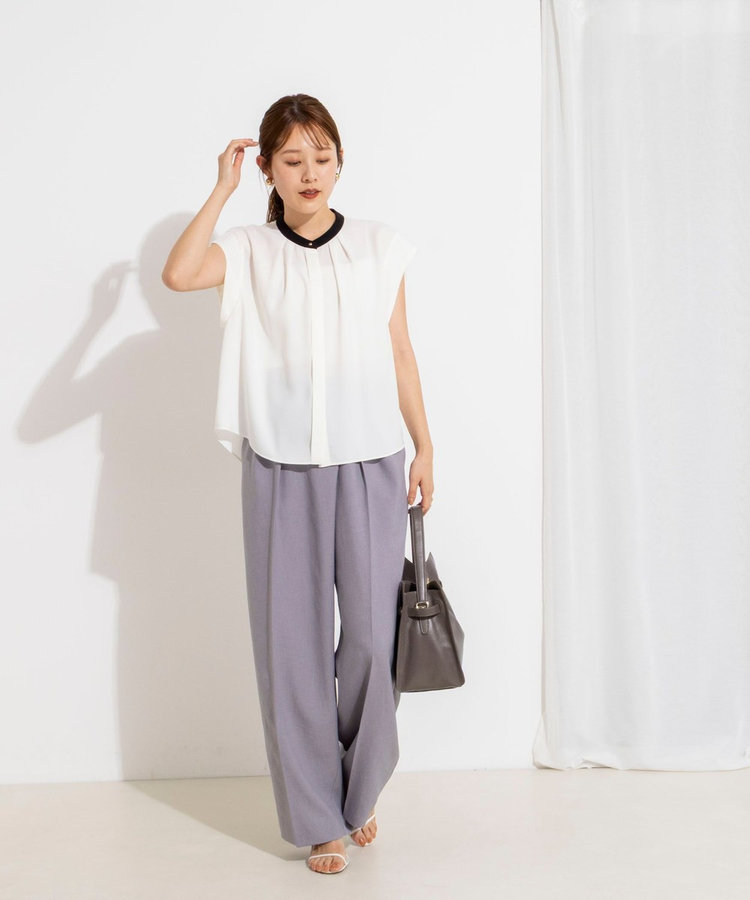 ［WEB限定 SPECIAL SALE！］【BECシリーズ】ウォッシャブルストレッチジョーゼットフレンチスリーブブラウス