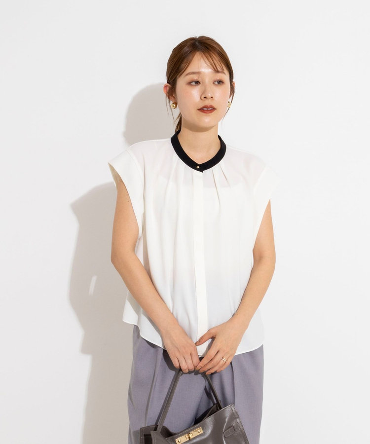 ［WEB限定 SPECIAL SALE！］【BECシリーズ】ウォッシャブルストレッチジョーゼットフレンチスリーブブラウス