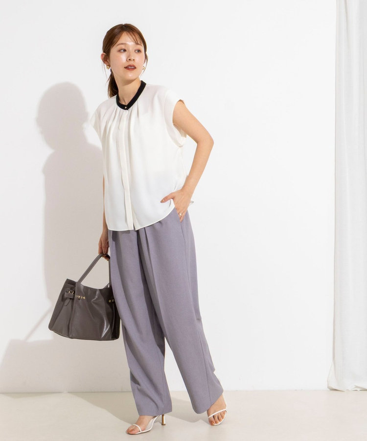 ［WEB限定 SPECIAL SALE！］【BECシリーズ】ウォッシャブルストレッチジョーゼットフレンチスリーブブラウス