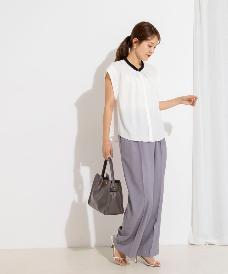 ［WEB限定 SPECIAL SALE！］【BECシリーズ】ウォッシャブルストレッチジョーゼットフレンチスリーブブラウス