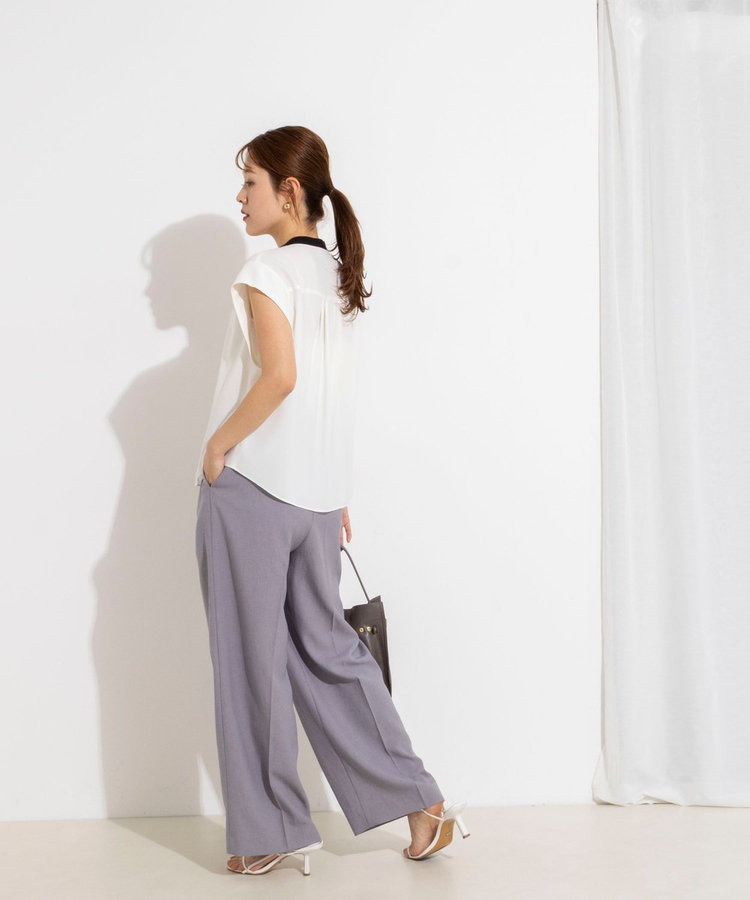 ［WEB限定 SPECIAL SALE！］【BECシリーズ】ウォッシャブルストレッチジョーゼットフレンチスリーブブラウス