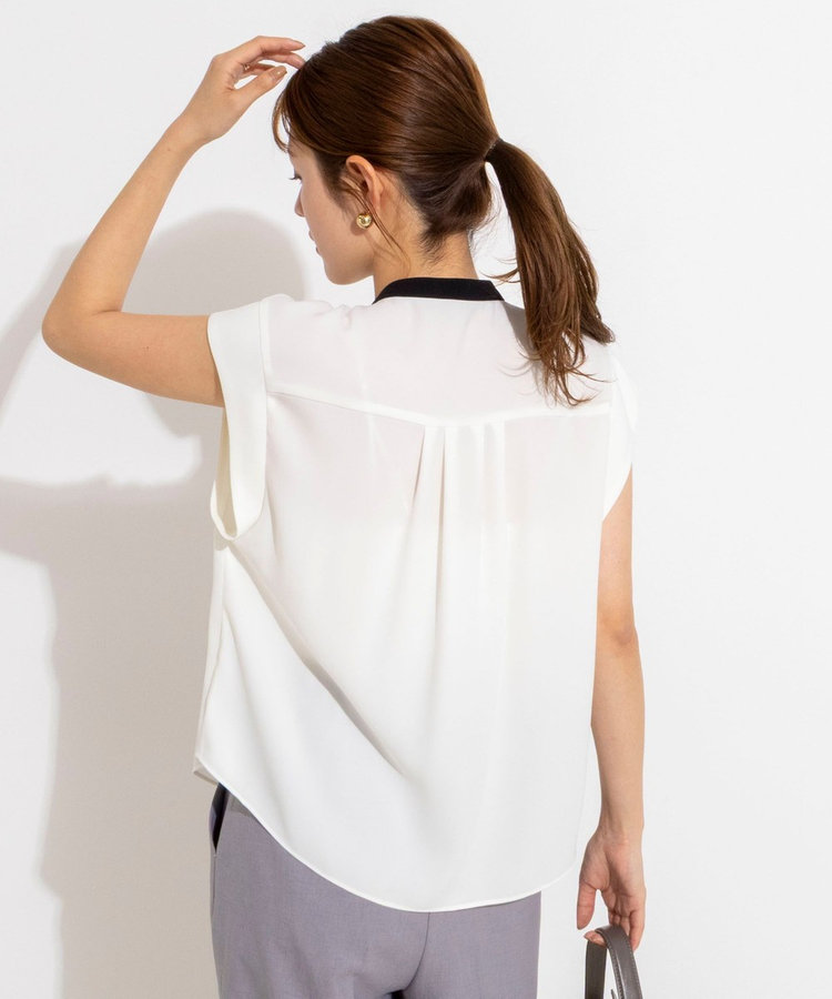 ［WEB限定 SPECIAL SALE！］【BECシリーズ】ウォッシャブルストレッチジョーゼットフレンチスリーブブラウス