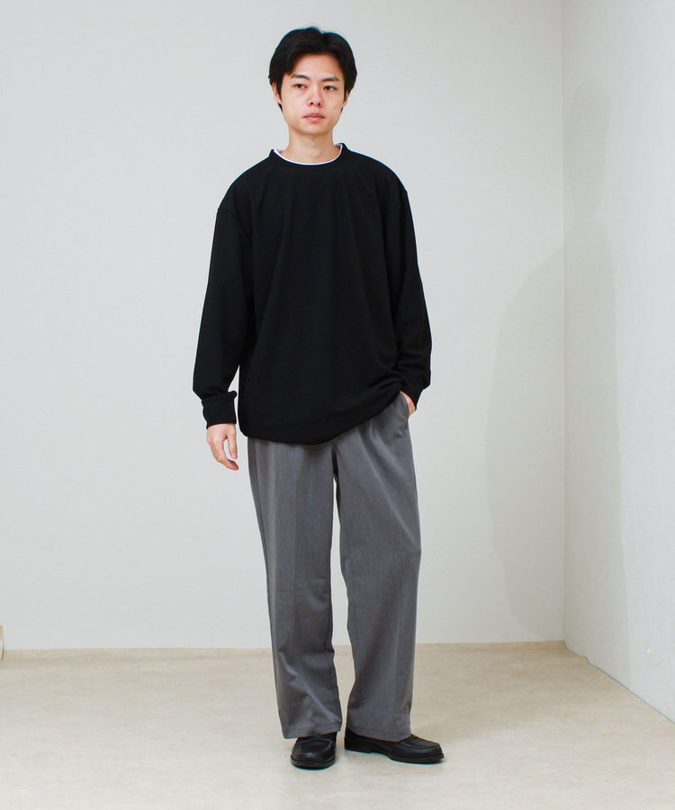 【1枚で完結】カルゼジョーゼットフェイクレイヤーロングスリーブT ロンT