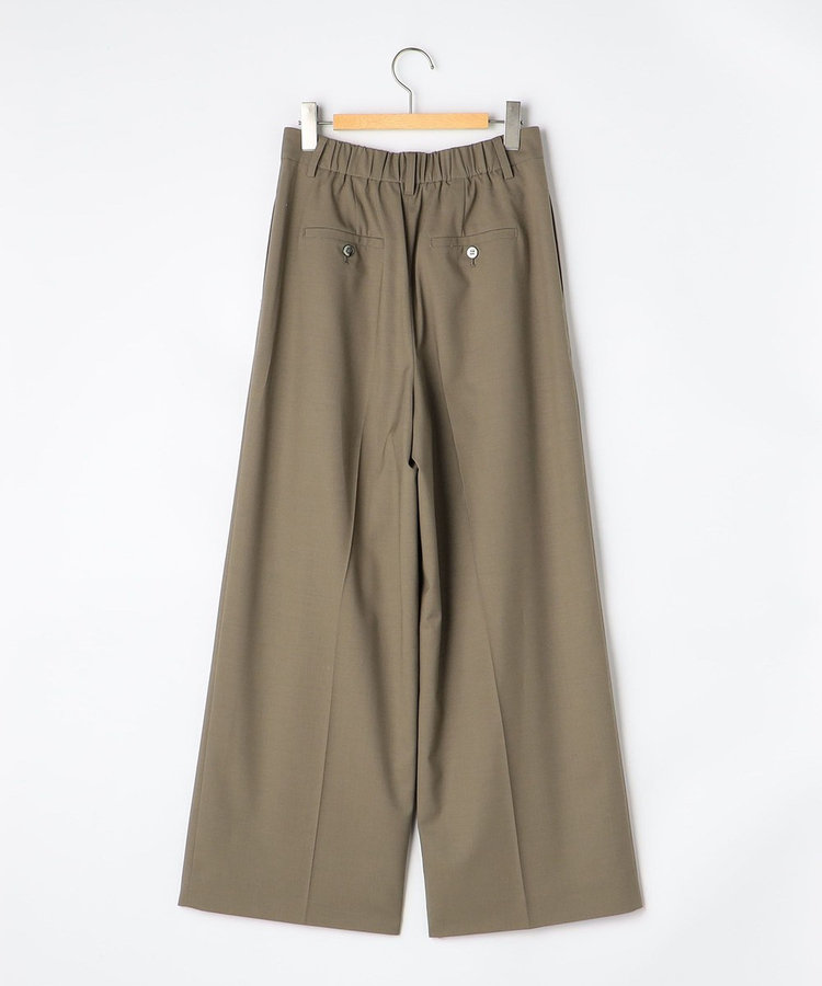 【一部WEB限定サイズ】《抗ピル/防シワ》ウォッシャブルポリウール梳毛タックワイドパンツ