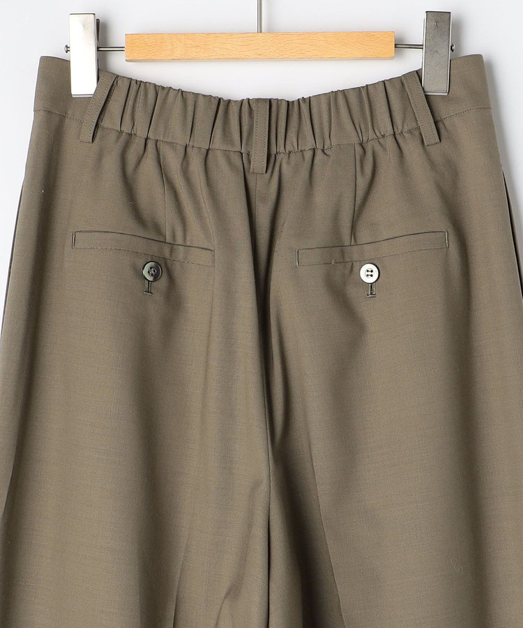 【一部WEB限定サイズ】《抗ピル/防シワ》ウォッシャブルポリウール梳毛タックワイドパンツ