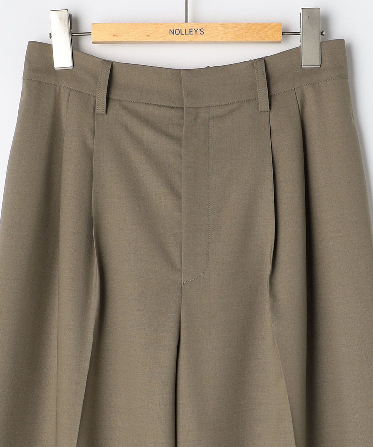【一部WEB限定サイズ】《抗ピル/防シワ》ウォッシャブルポリウール梳毛タックワイドパンツ