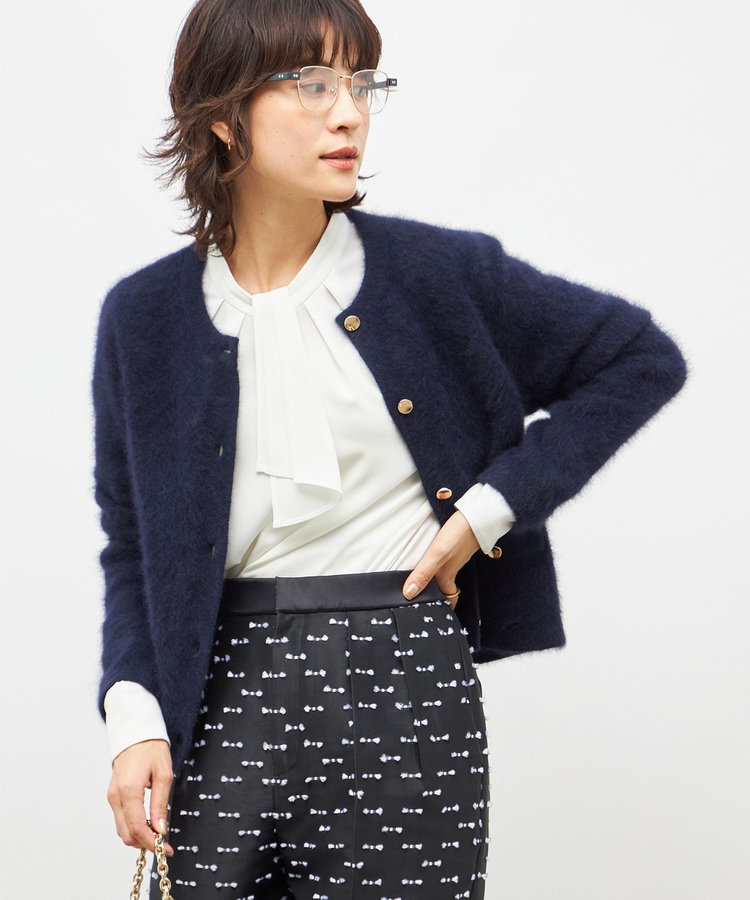 ヘアリークルーネックニットジャケット（5-0035-6-02-016）｜NOLLEY'S