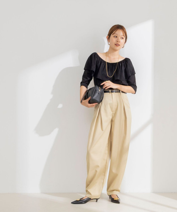 ウォッシャブルタックバレルチノパンツ