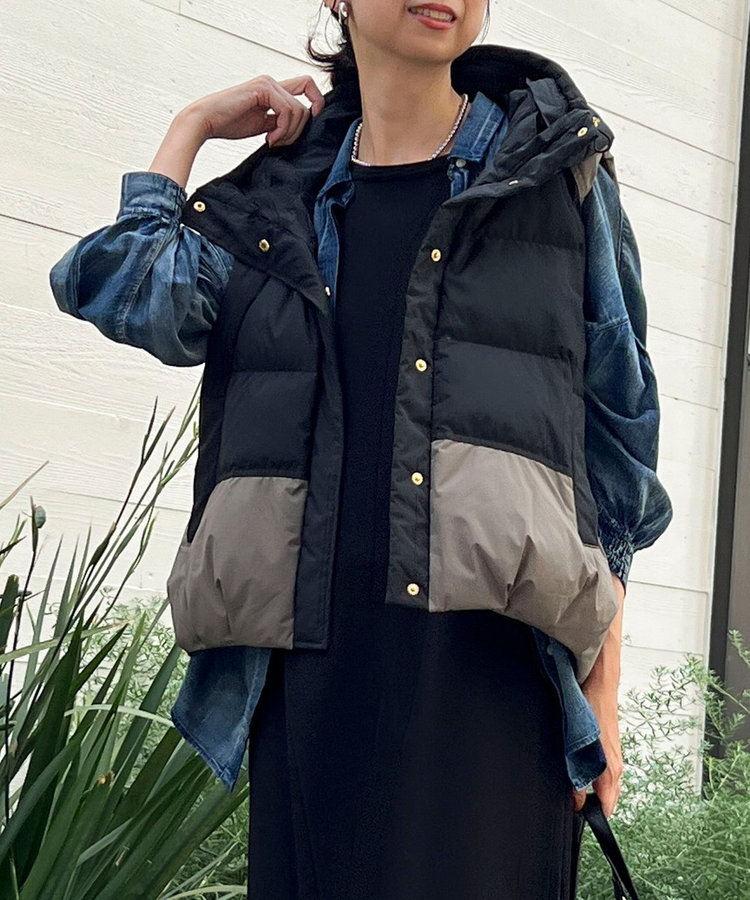 エアリーフードピュアダウンベスト（5-0819-6-04-003）｜MICO COULIER