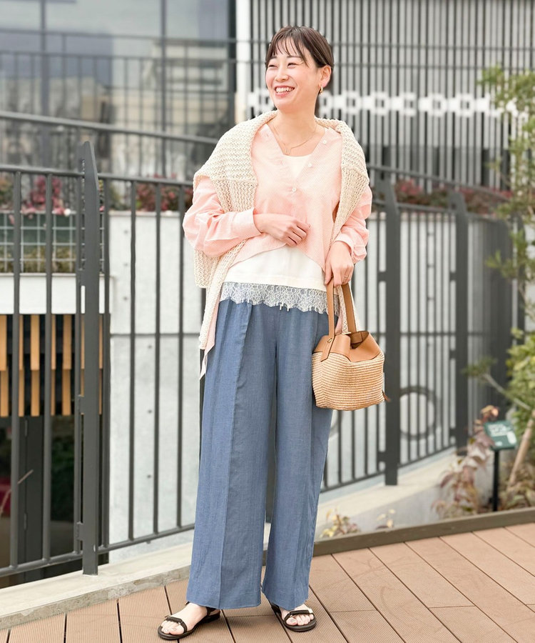 《セットアップ対応》シアーデニムワイドパンツ