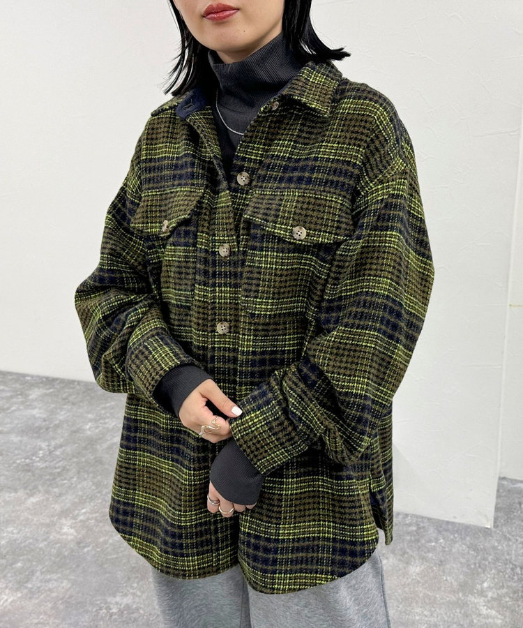 ウール混チェックオーバーシャツブルゾン（4-0021-6-21-002）｜fredy