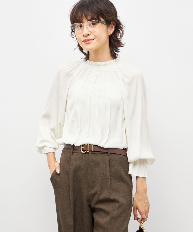 WEB限定 SPECIAL SALE！］ウォッシャブル2WAY割繊衿フリルブラウス（5