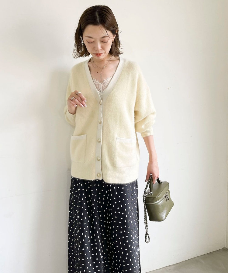 【一部WEB限定カラー】ウール混へアリーVネックカーディガン