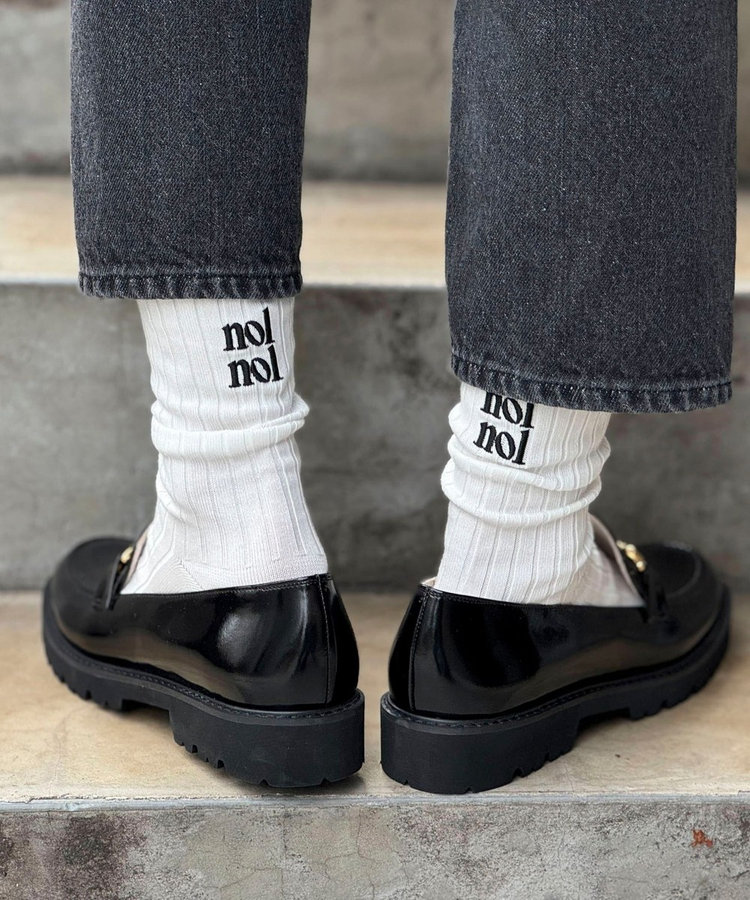 【松葉☆別注アイテム】【nolnol/ノルノル】ロゴリブソックス