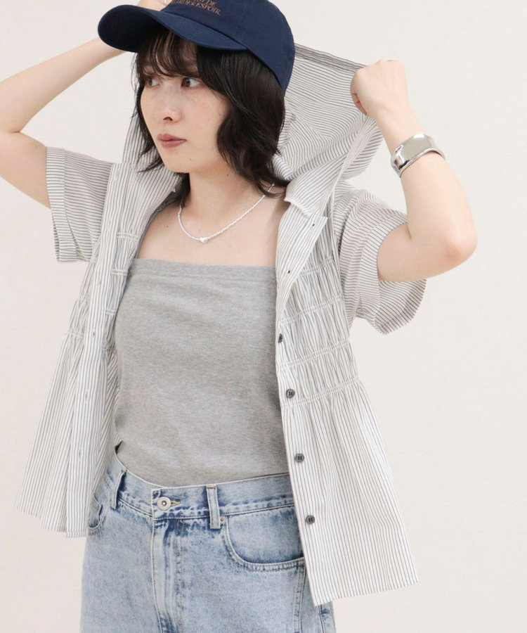 ［WEB限定 SPECIAL SALE！］シャーリングフーディシャツブラウス
