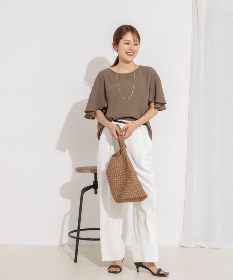【WEB限定】ウォッシャブルストレッチジョーゼットラッフル袖ブラウス
