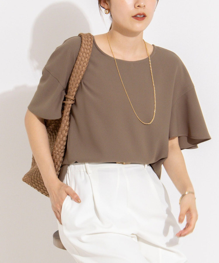 【WEB限定】ウォッシャブルストレッチジョーゼットラッフル袖ブラウス