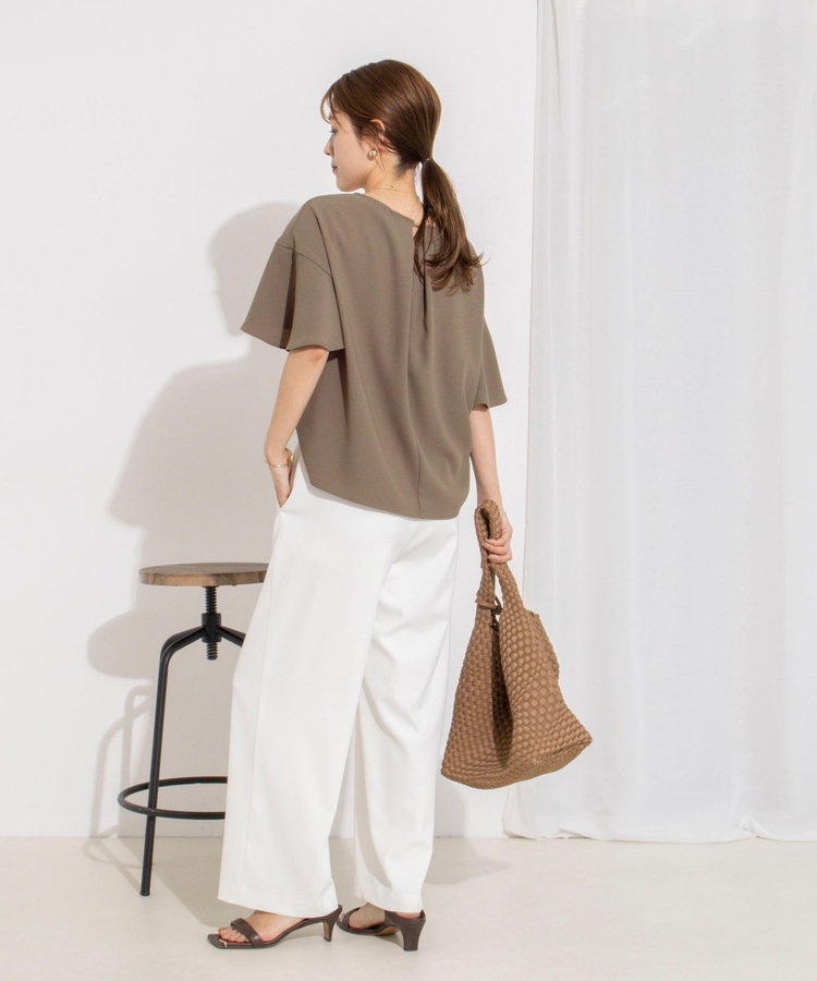 【WEB限定】ウォッシャブルストレッチジョーゼットラッフル袖ブラウス