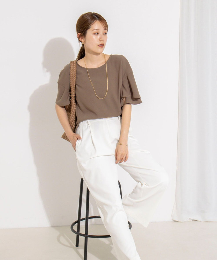 【WEB限定】ウォッシャブルストレッチジョーゼットラッフル袖ブラウス