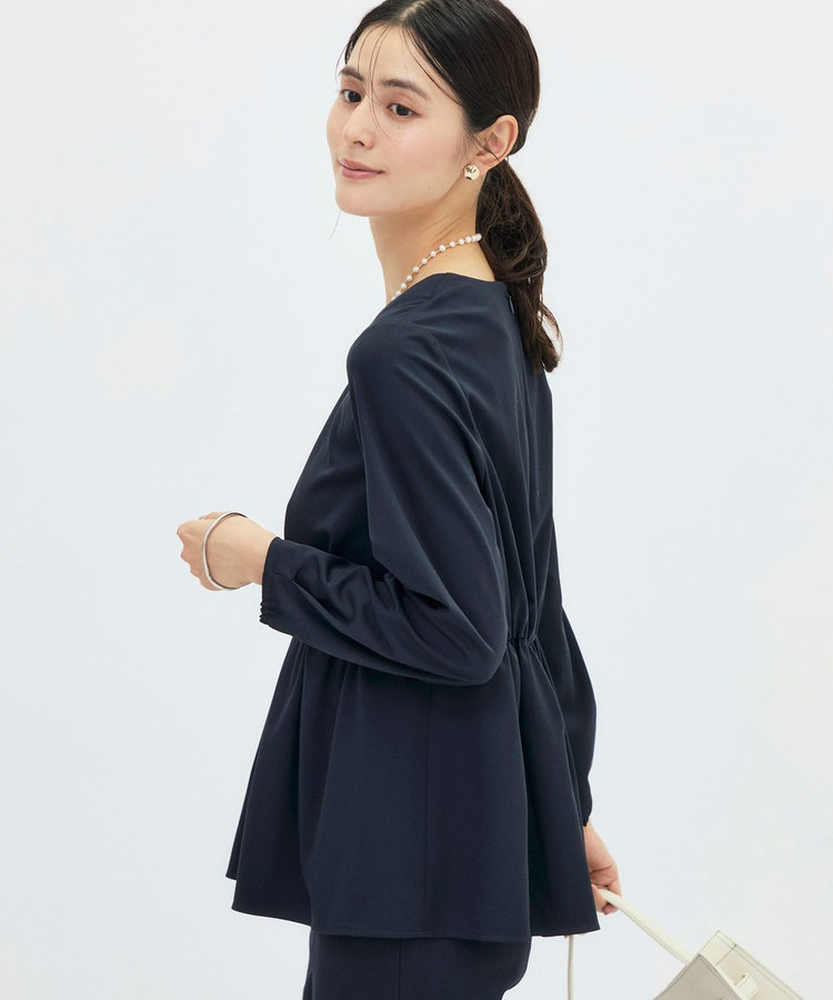 《セットアップ対応/ストレッチ/紫外線防止/防臭》ウォッシャブルハイスペックTRペプラムブラウス