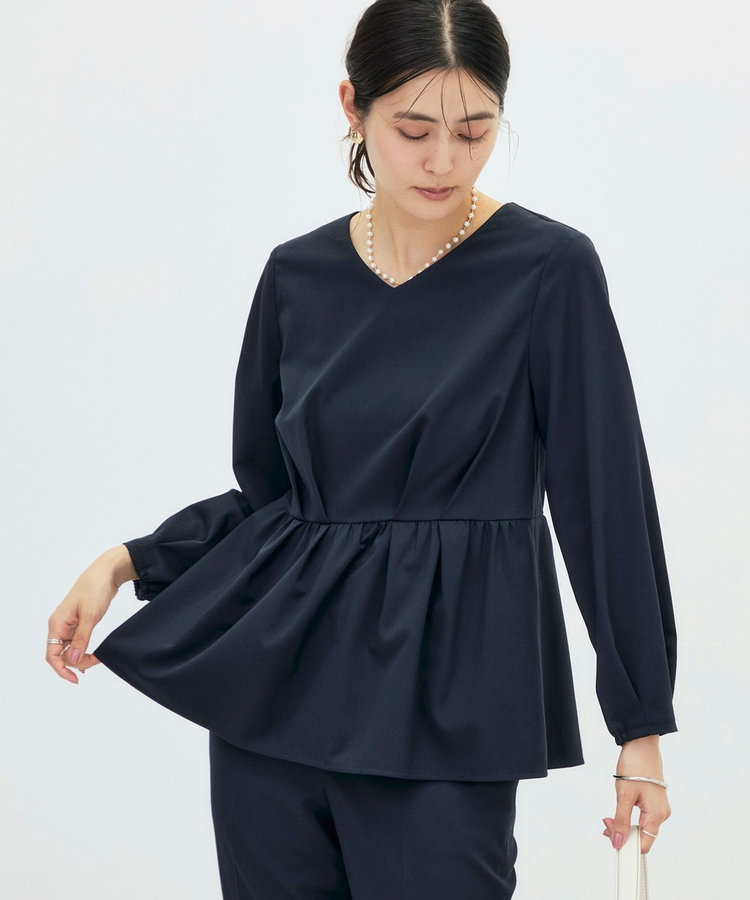 《セットアップ対応/ストレッチ/紫外線防止/防臭》ウォッシャブルハイスペックTRペプラムブラウス