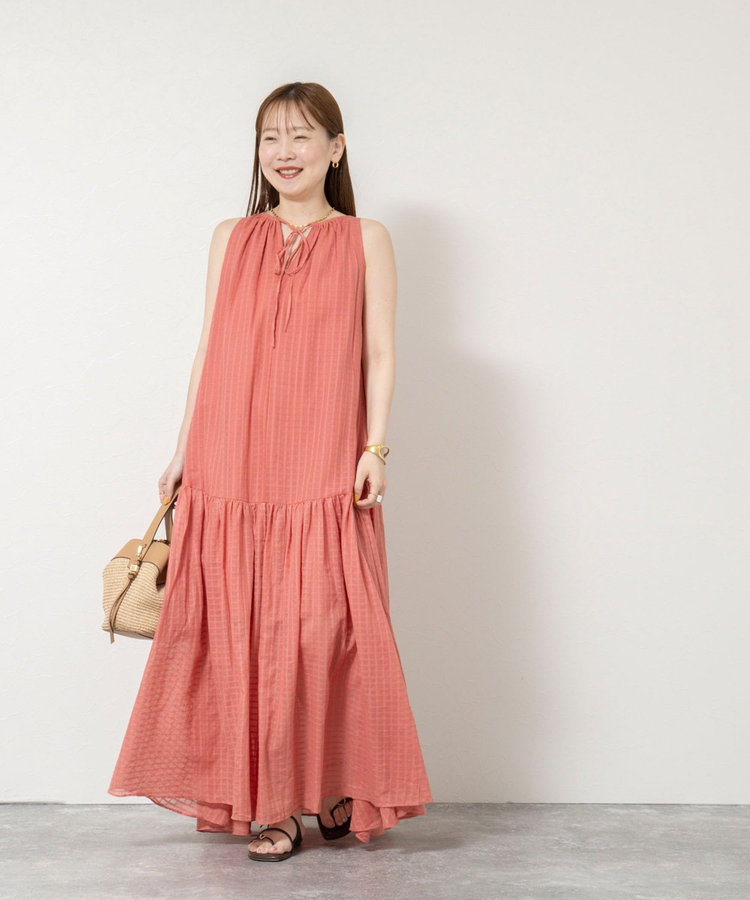 【WALANCE/ワランス】natural dye sheer cotton check gather dress