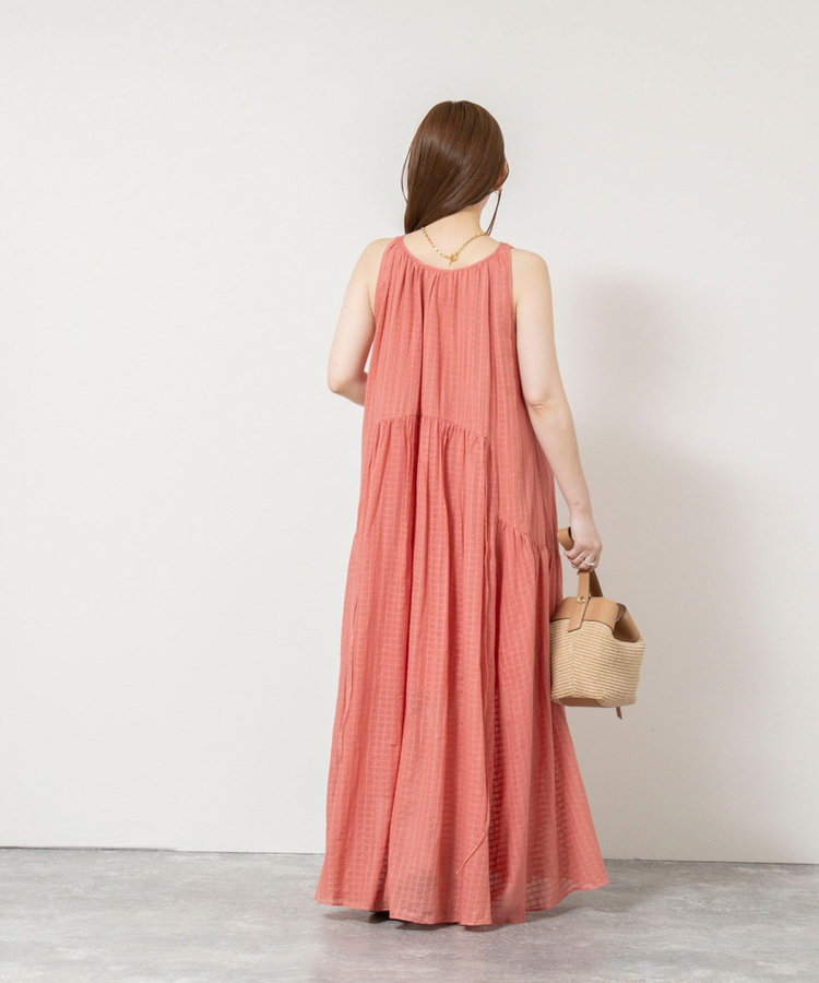 【WALANCE/ワランス】natural dye sheer cotton check gather dress
