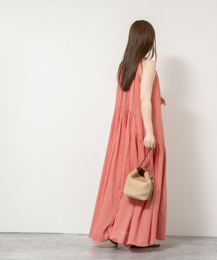 【WALANCE/ワランス】natural dye sheer cotton check gather dress