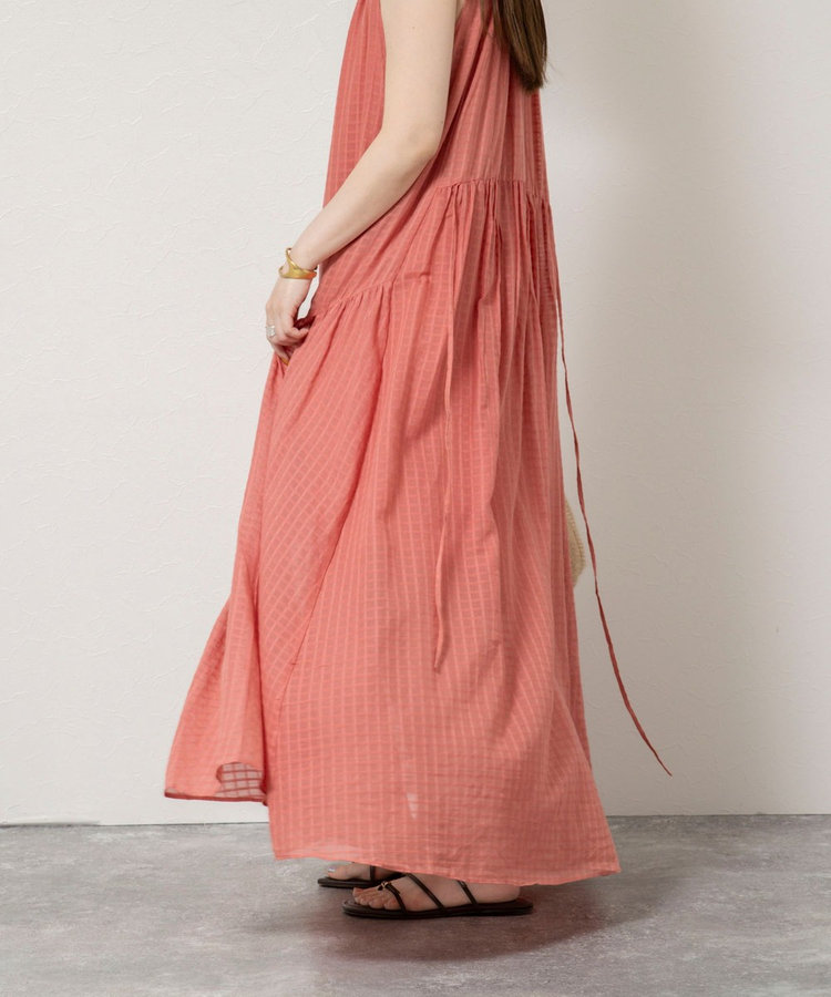 【WALANCE/ワランス】natural dye sheer cotton check gather dress