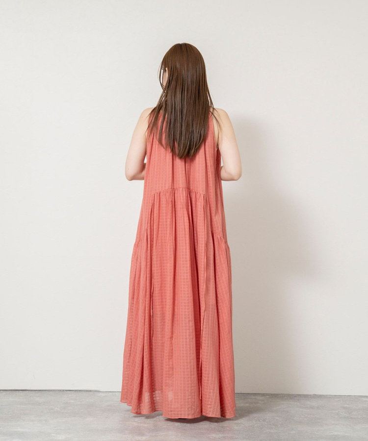 【WALANCE/ワランス】natural dye sheer cotton check gather dress