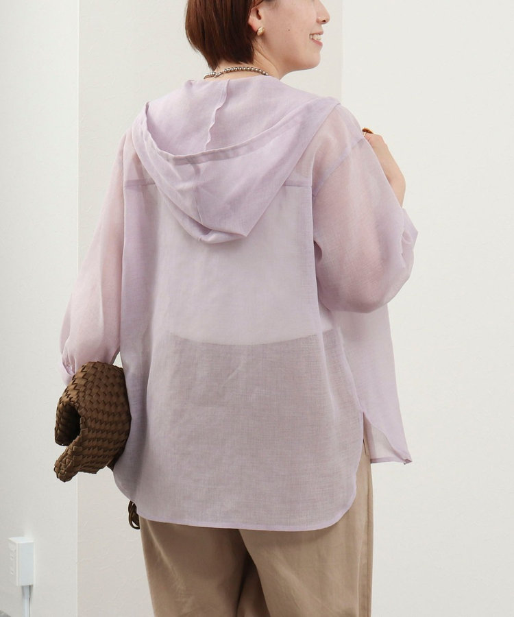 シアーリネンライクフードシャツ
