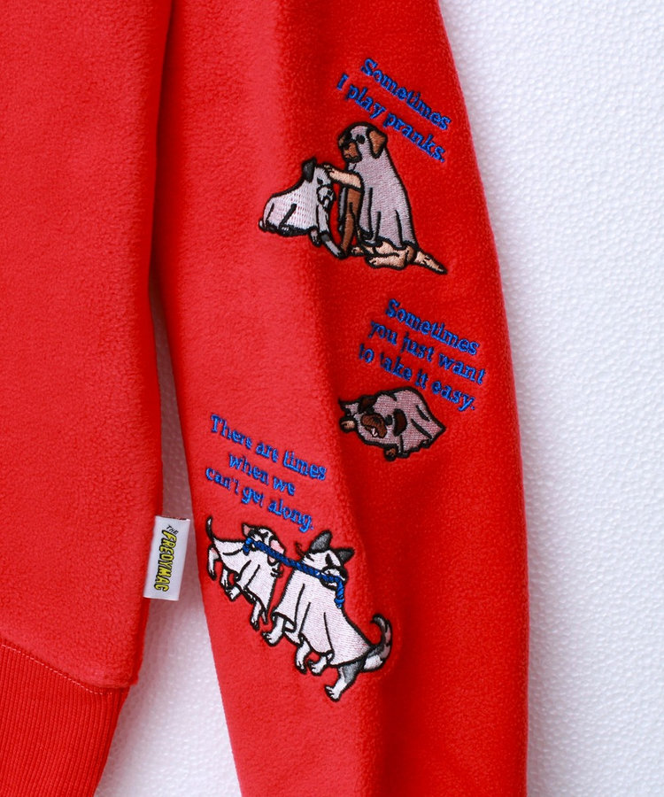 【FREDYMAC/フレディマック】ユニセックス アニマルお化け刺繍フリースクルーネック