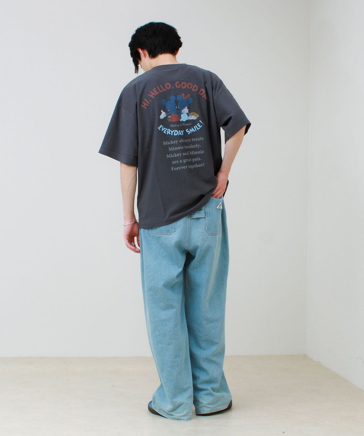 【ユニセックスで着れる】梨地ミッキー＆ミニープリント Tシャツ
