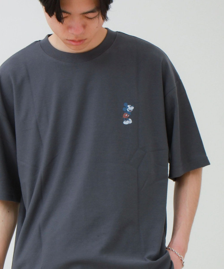 【ユニセックスで着れる】梨地ミッキー＆ミニープリント Tシャツ