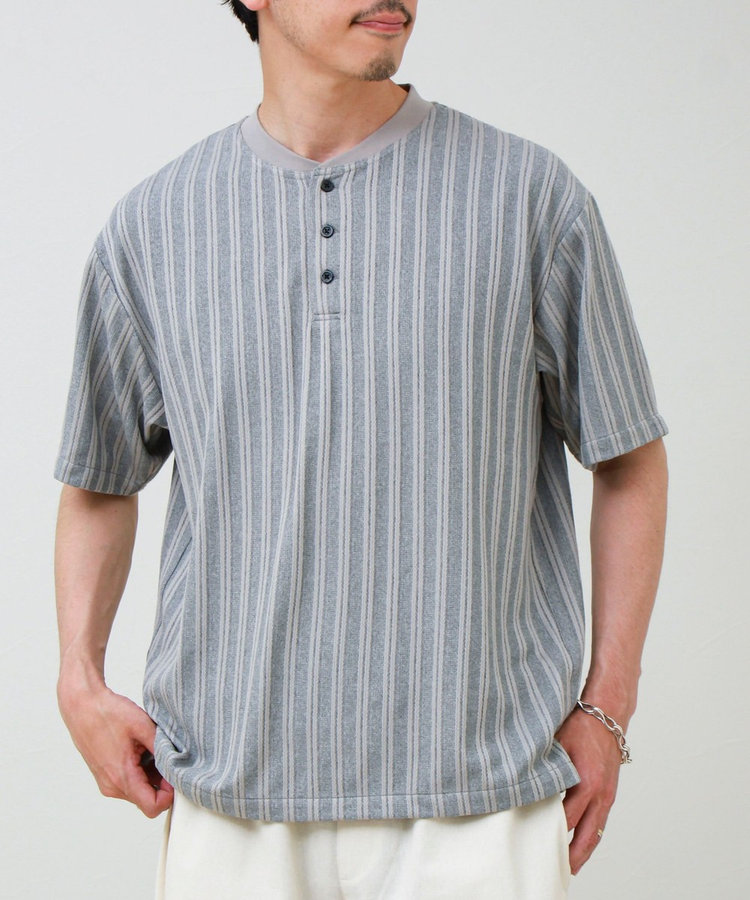 シアージャガード ヘンリーネックTシャツ