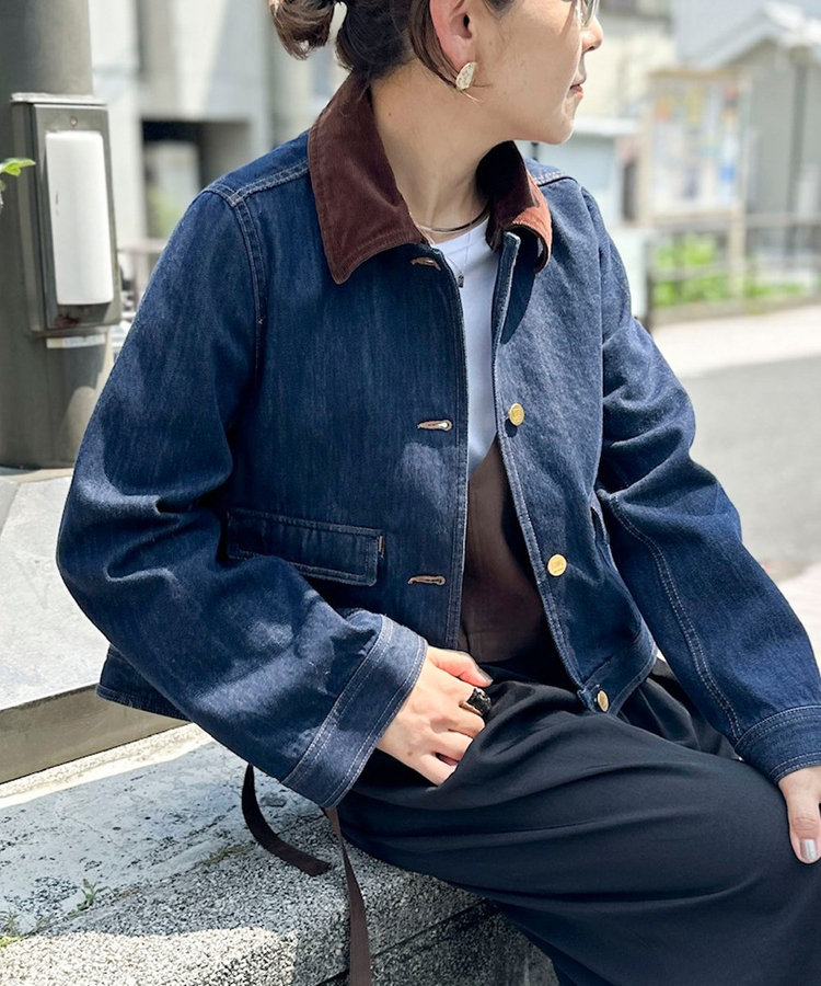 【RM denim】コーデュロイ襟2WAYフレアショート丈Gジャン