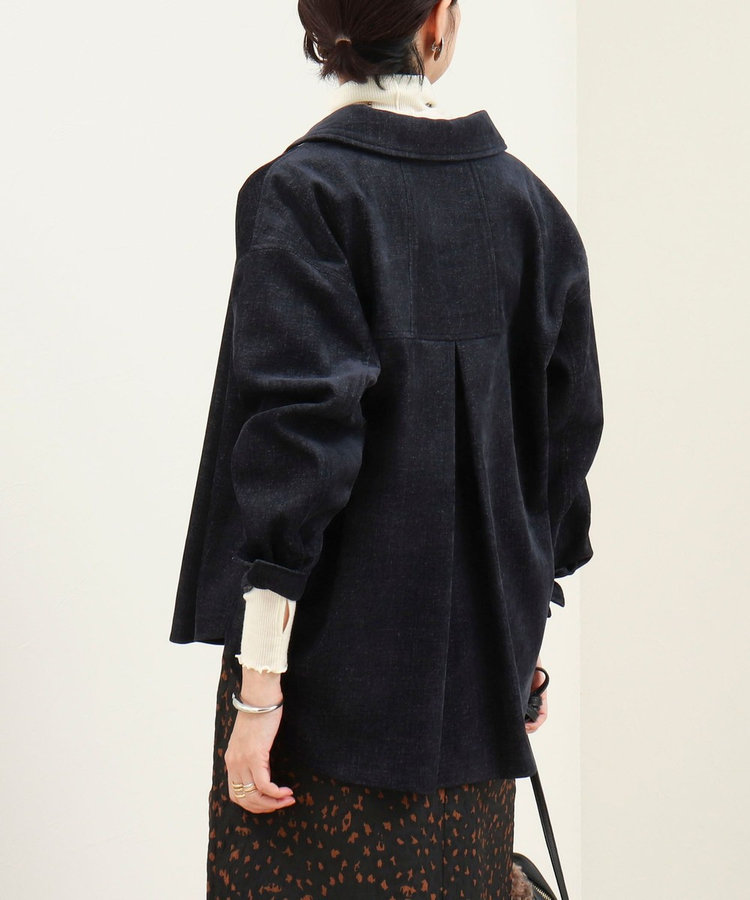《セットアップ対応》グロッシーデニムライクシャツジャケット