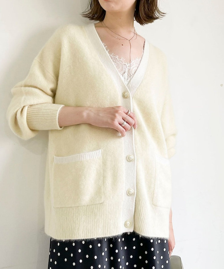 【一部WEB限定カラー】ウール混へアリーVネックカーディガン