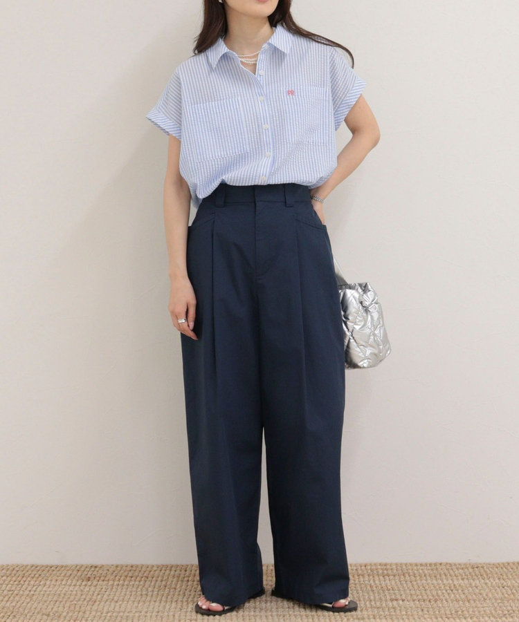 FR刺しゅうフレンチストライプシャツ