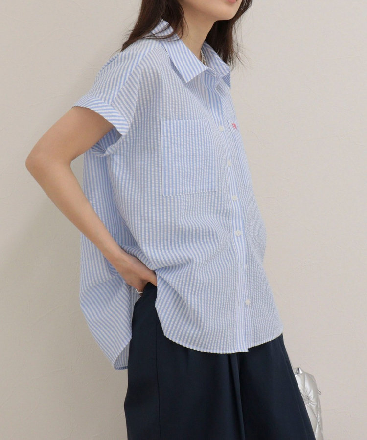 FR刺しゅうフレンチストライプシャツ