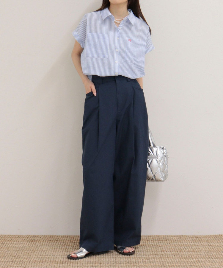 FR刺しゅうフレンチストライプシャツ