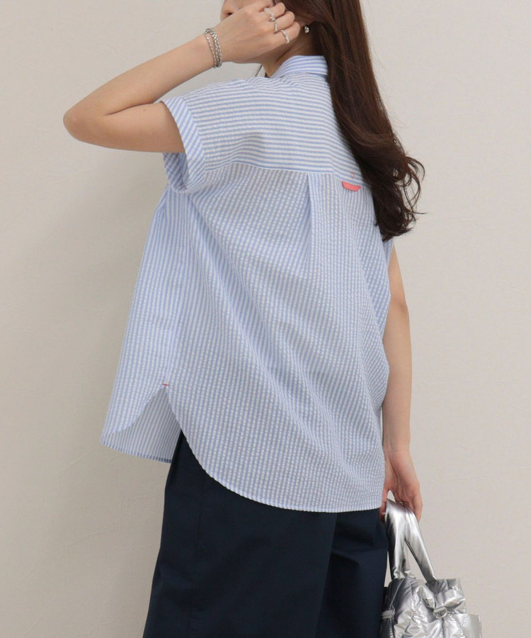 FR刺しゅうフレンチストライプシャツ