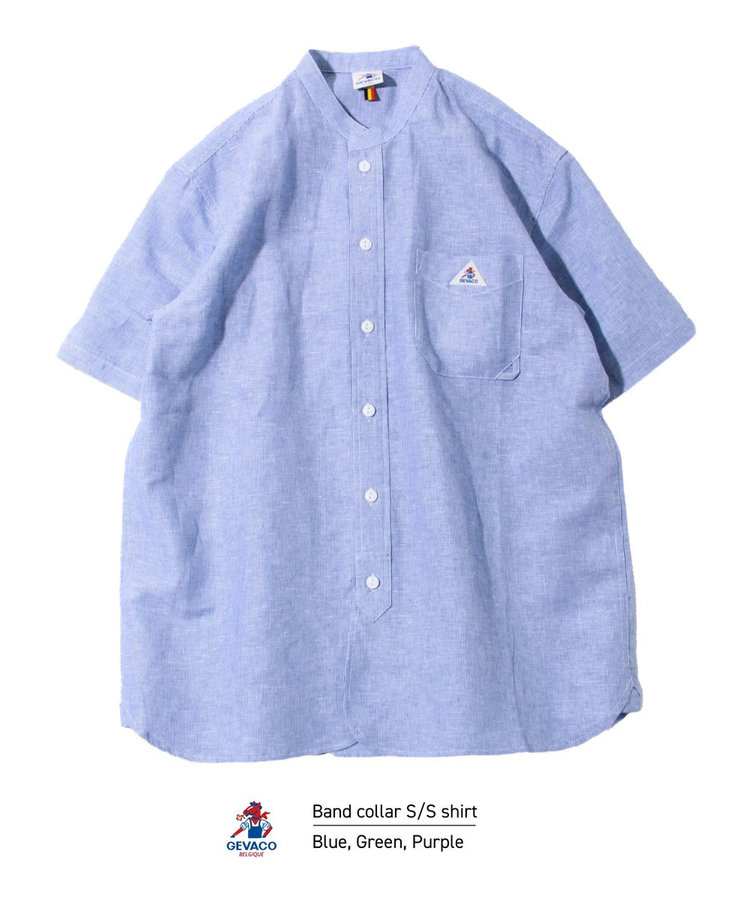 ［WEB限定 SPECIAL SALE！］【GEVACO/ゲバコ】綿麻バンドカラー 半袖シャツ