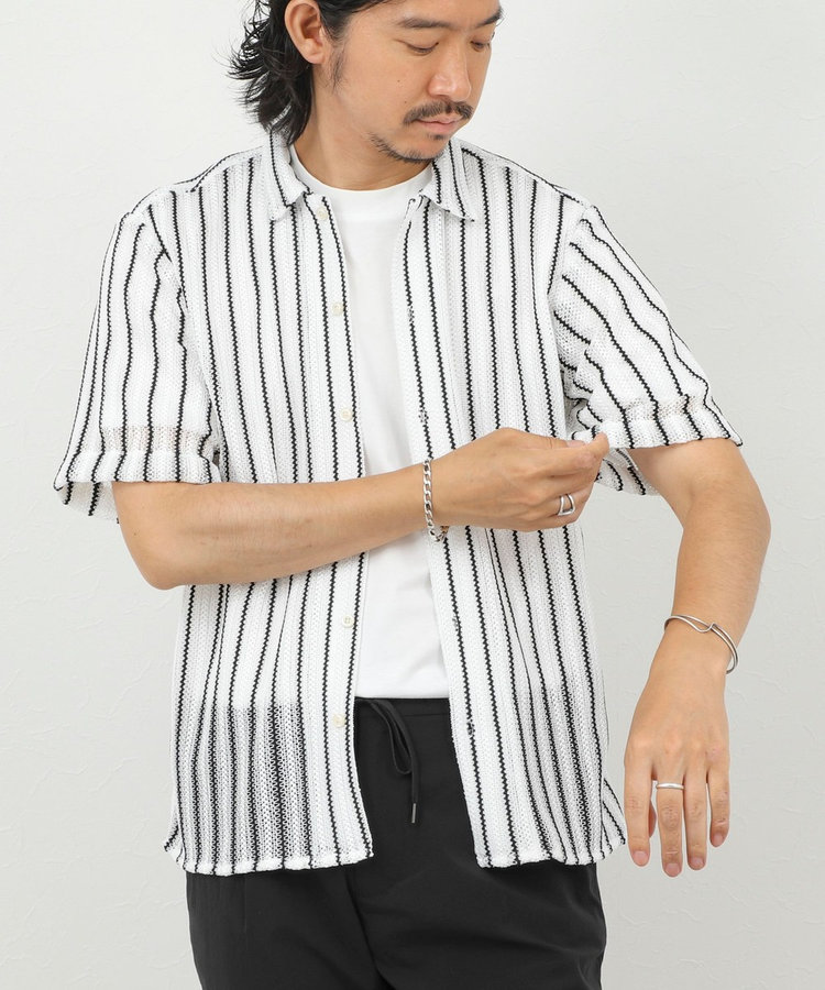レースワンナップカラー 半袖ニットシャツ 26SS