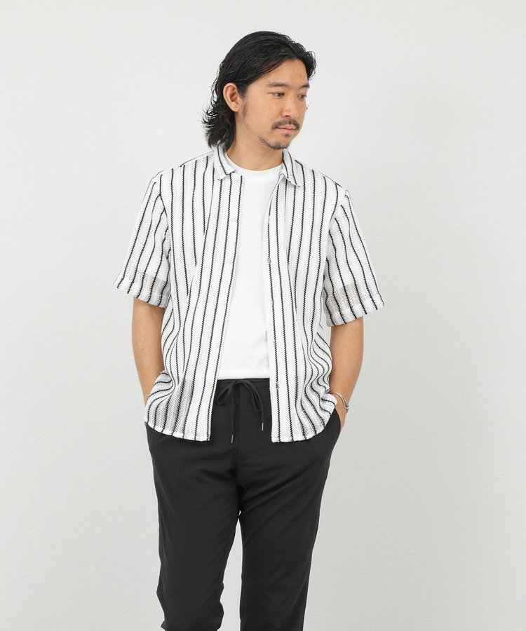 レースワンナップカラー 半袖ニットシャツ 26SS
