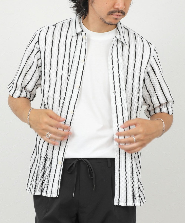 レースワンナップカラー 半袖ニットシャツ 26SS