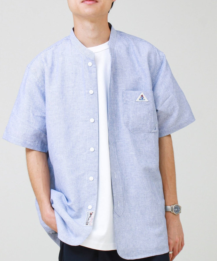 ［WEB限定 SPECIAL SALE！］【GEVACO/ゲバコ】綿麻バンドカラー 半袖シャツ