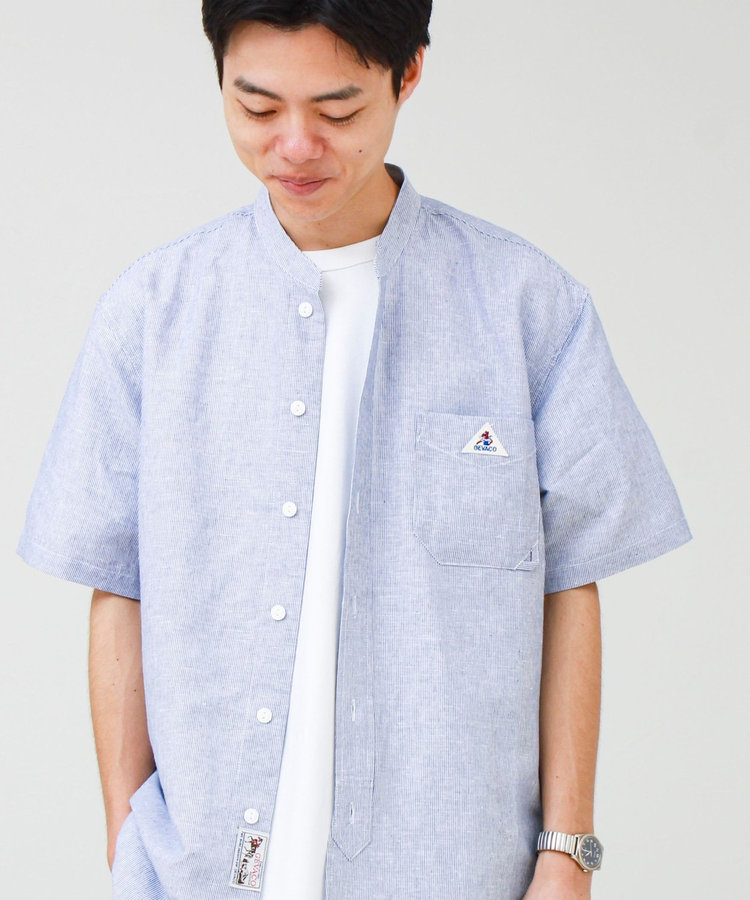 ［WEB限定 SPECIAL SALE！］【GEVACO/ゲバコ】綿麻バンドカラー 半袖シャツ